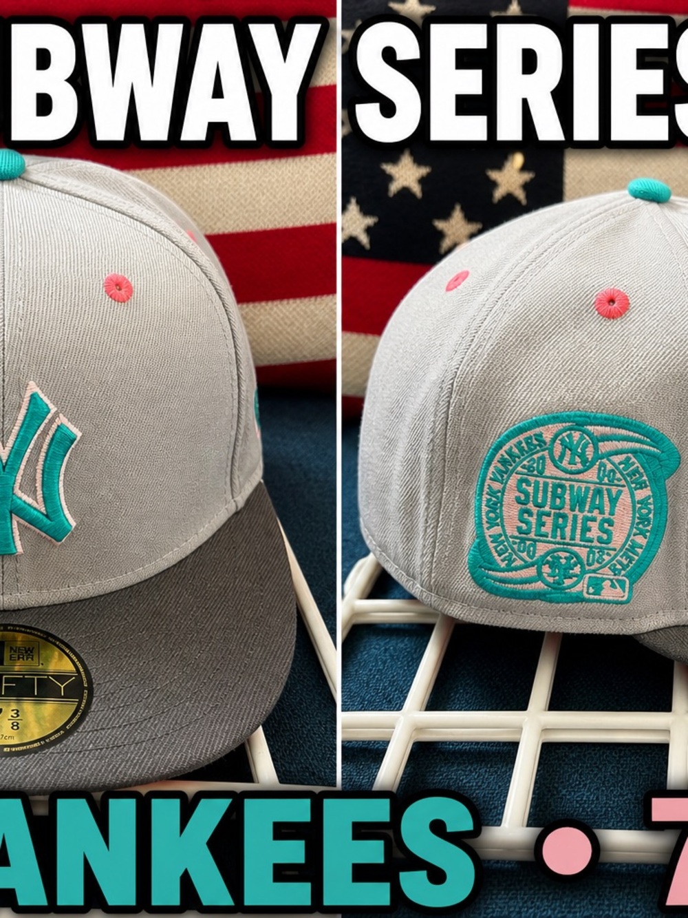 New Era Grey, Teal & Pink New York Yankees Fitted Hat